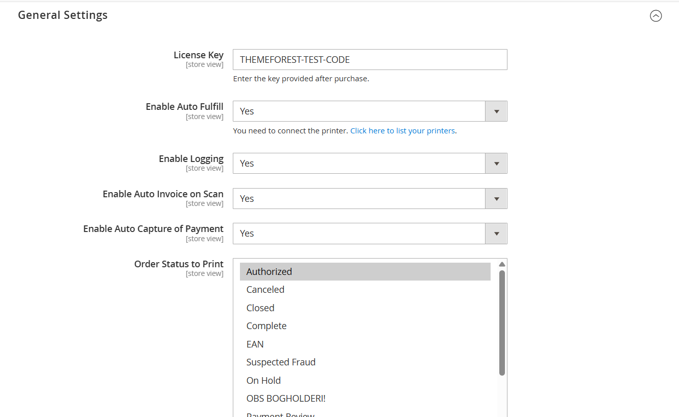 General Settings Configuration